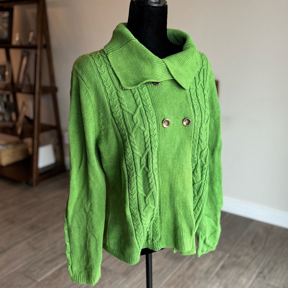 Rafaella Green Cardigan Sweater Size XL